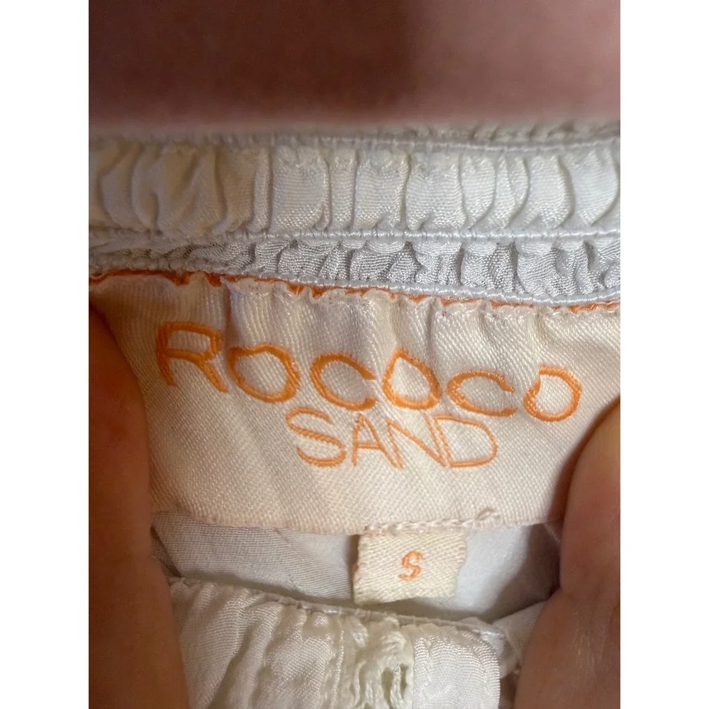 Rococo Sand White Sequin Star Off Shoulder Blouse Tassel Boho Top Small - Picture 4 of 8